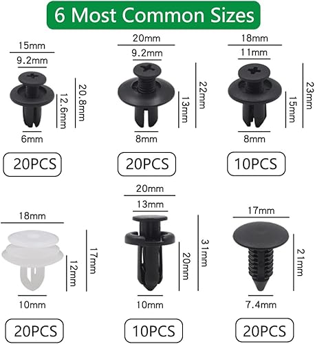 Lot de 100 clips de fixation en plastique pour voiture avec outil de suppression