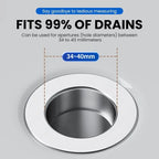 Crépine lavabo,attrape-cheveux,installation sans outil,panier anti-obstruction en acier inoxydable 304,joint pour éviers 34 à 40 mm