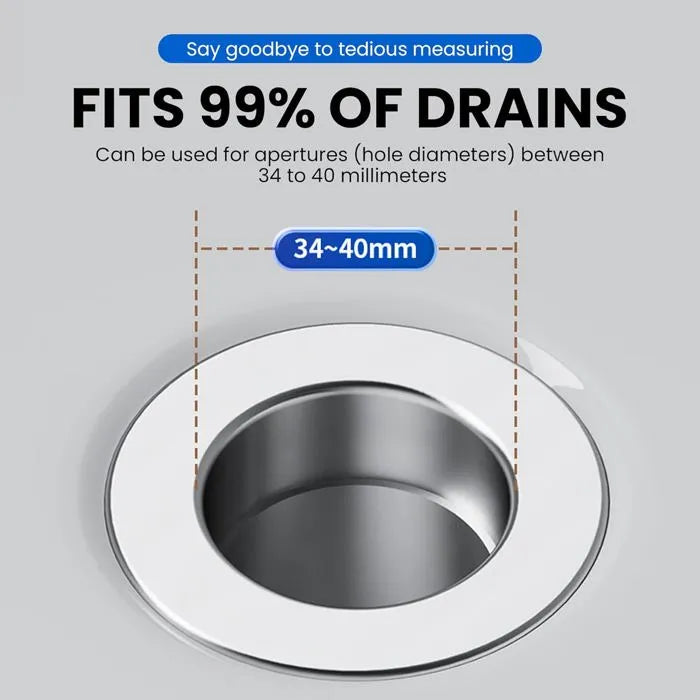 Crépine lavabo,attrape-cheveux,installation sans outil,panier anti-obstruction en acier inoxydable 304,joint pour éviers 34 à 40 mm